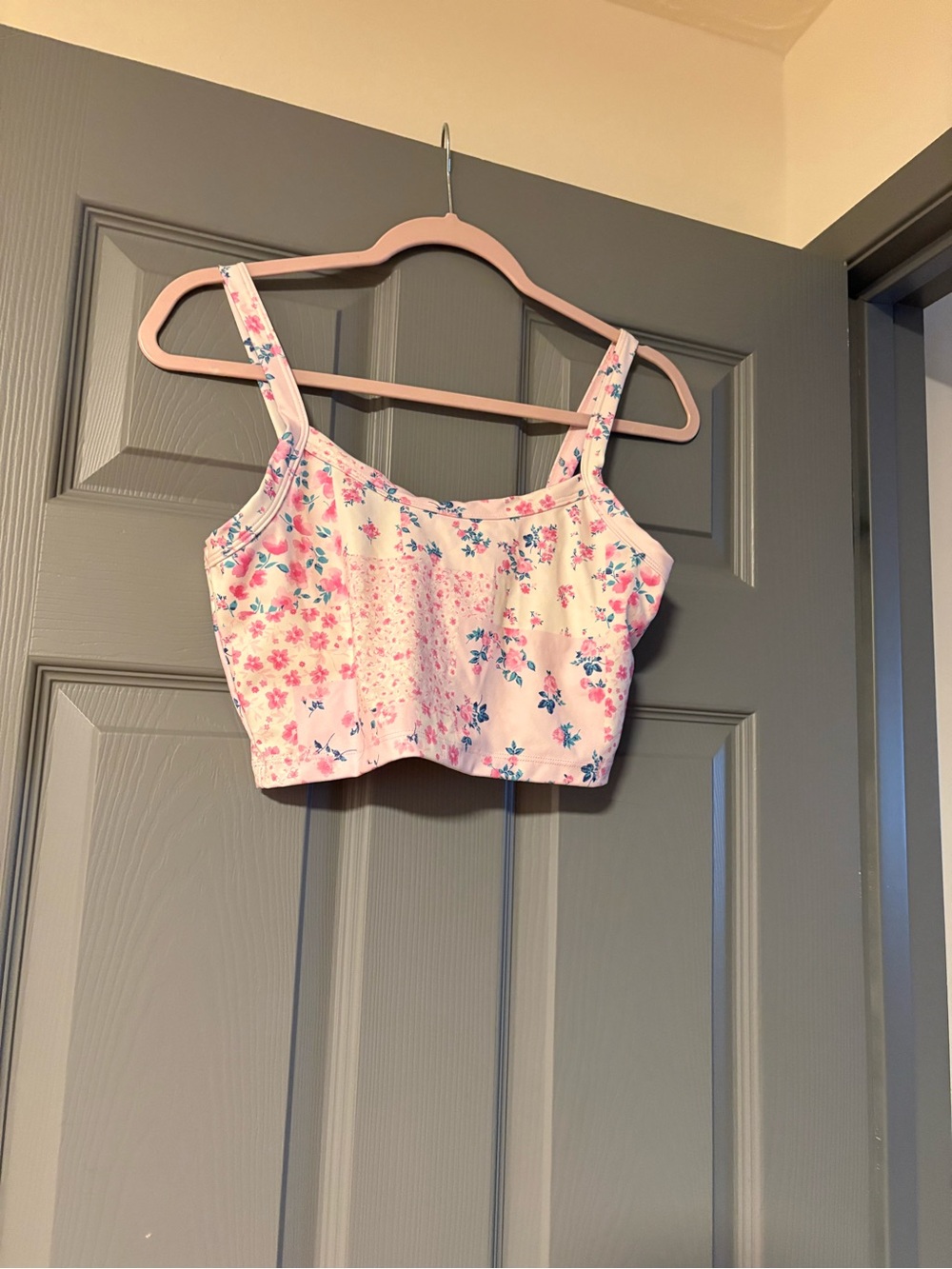 Floral Pink Cropped Tank Top